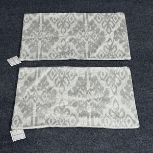 Williams Sonoma Home Claire Ikat Embroidered Lumbar Pillow Covers Set of 2 Linen